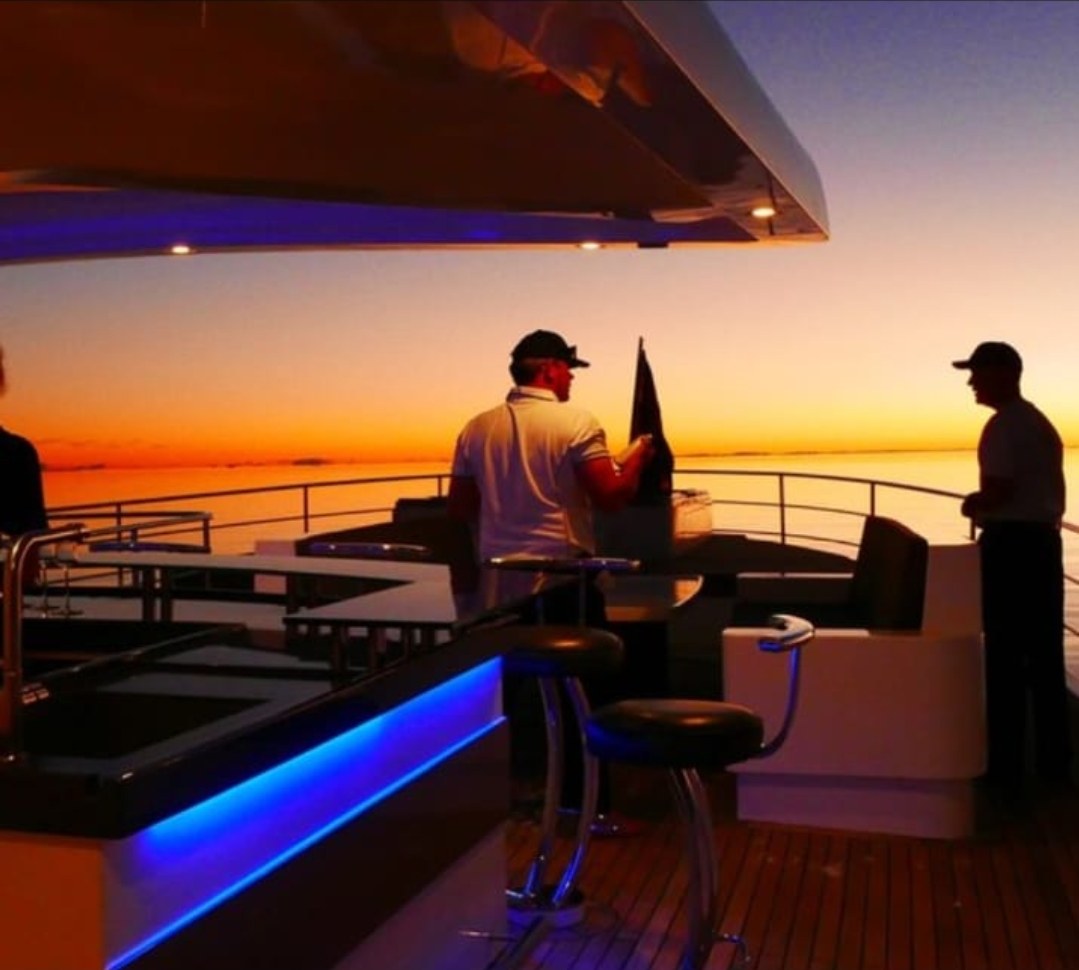 Yacht deck at sunset