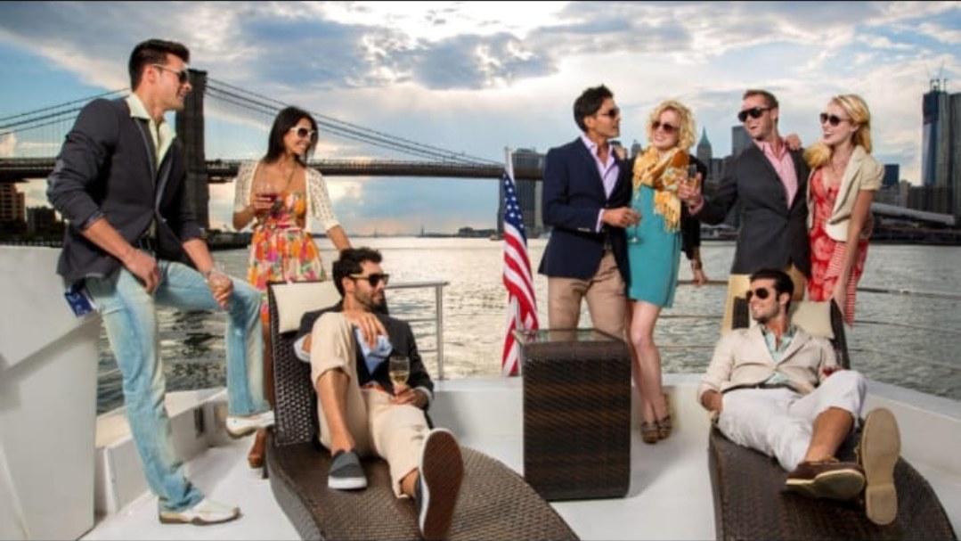 Guests relaxing on a yacht deck